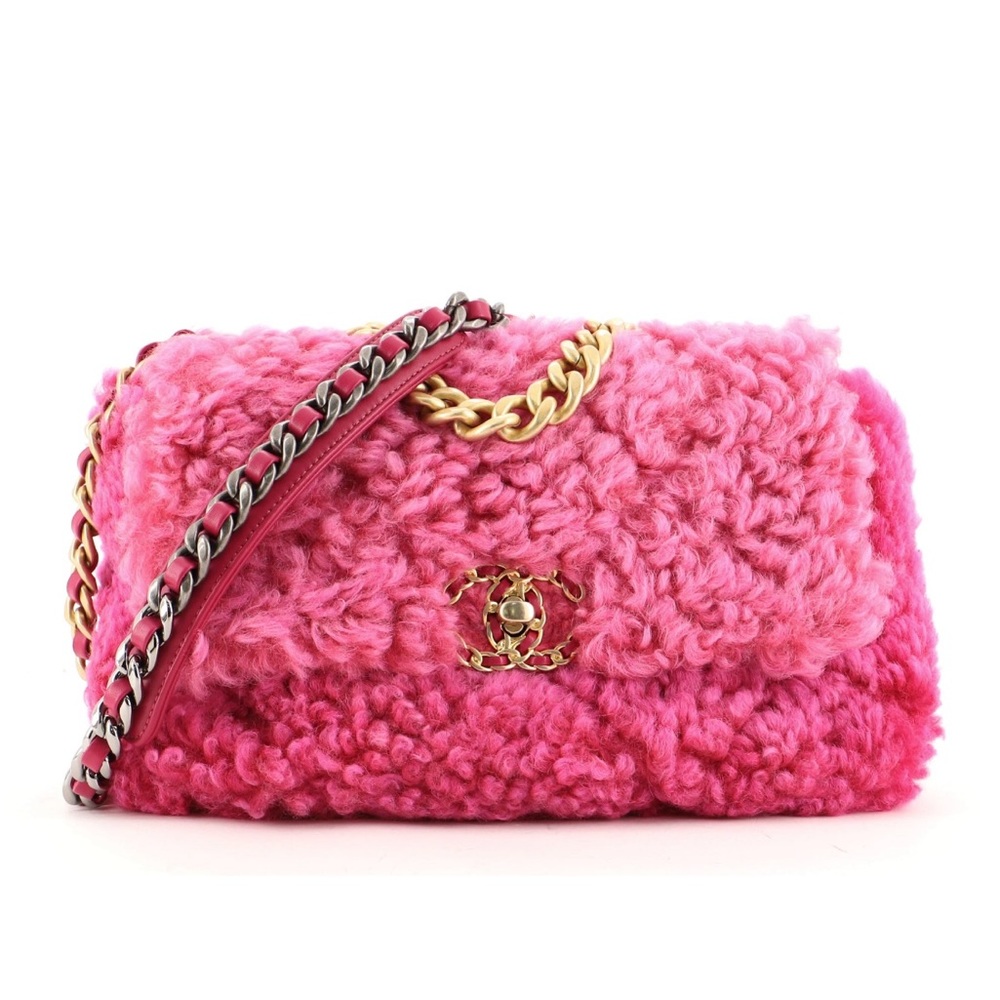 Chanel 19 Flap Bag Sherling Medium Pink